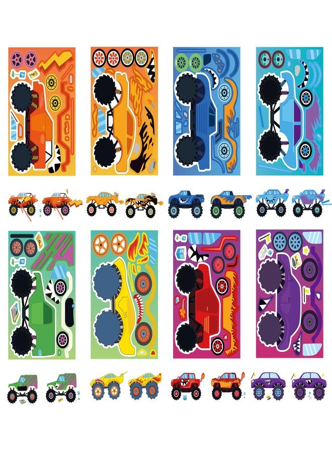 DUJAA 24 Sheets Monster Truck Sticker, Monster Truck Party Favor, Make Your Own Stickers Cartoon Car Make-a-face Stickers Classroom Activities Birthday Gift for Girls Boys - Image 2